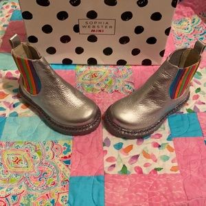 New with box Sophia Webster, Silver and Rainbow Lara Rainbow boot Size 22